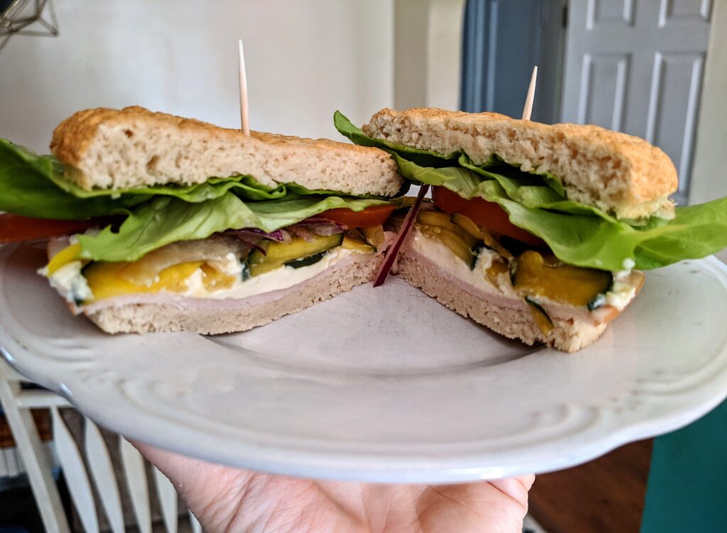 Fuel-Pull Turkey Sandwich on Collagen English Muffin sandwich roll